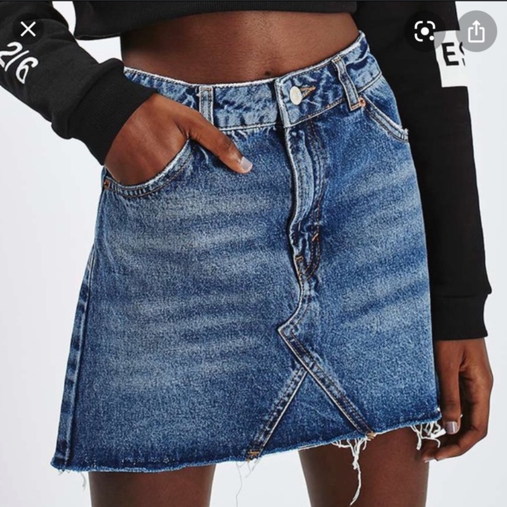 Topshop Petite Moto Denim Pelmet Skirt